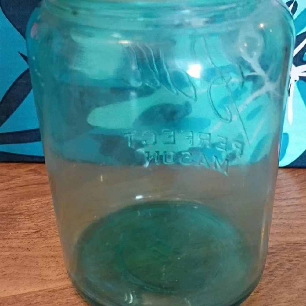 Ball Perfect Mason Jar - Aqua Glass Storage Container Vintage Pint Size #10